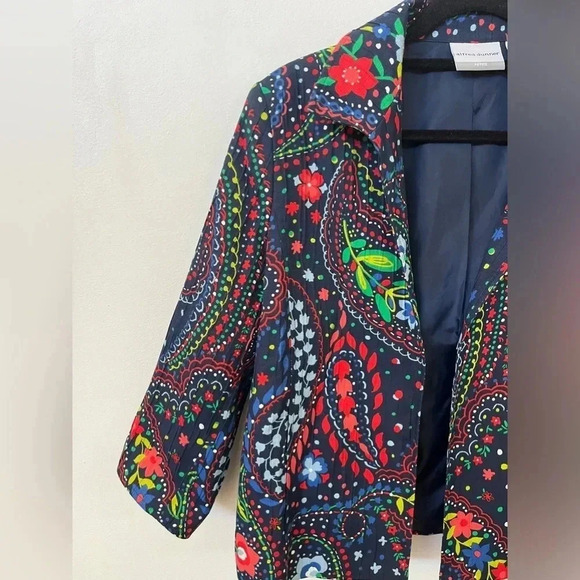 Alfred Dunner 8P Blazer Open Front Pleated 3/4 Sleeve Jacket Floral Colorful MOB - Picture 6 of 9